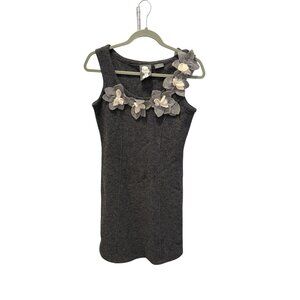 Girls From Savoy Gray Sleeveless Wool Dress W/ Floral Applique Size S